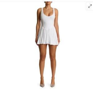 NWT-NAKED WARDROBE Smooth Bubble Hem Minidress - White, size Small